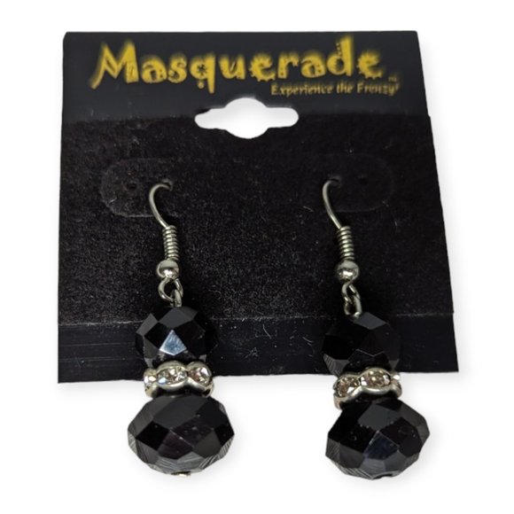 Masquerade Black Drop Earrings NWT - Picture 1 of 4
